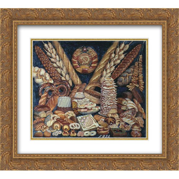 Ilya Mashkov 2x Matted 24x20 Gold Ornate Framed Art Print 'Soviet breads'