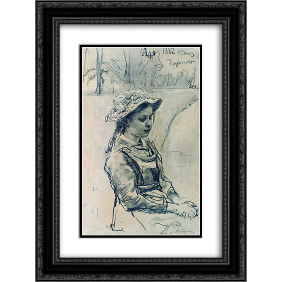 Ilya Repin 2x Matted 18x24 Black Ornate Framed Art Print 'Ada girl'