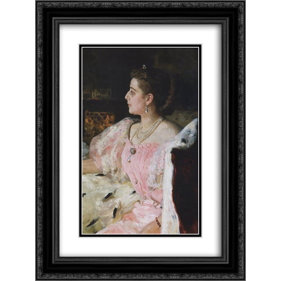 Ilya Repin 2x Matted 18x24 Black Ornate Framed Art Print 'Portrait of Countess Natalia Golovina'