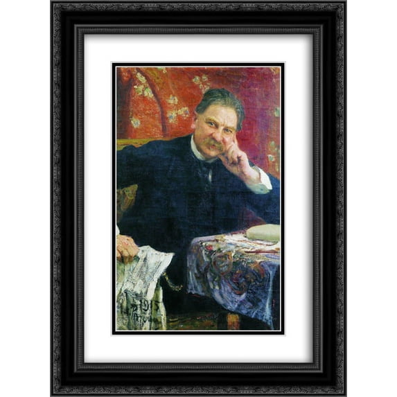 Ilya Repin 2x Matted 18x24 Black Ornate Framed Art Print 'Portrait of J.M. Vengerov'
