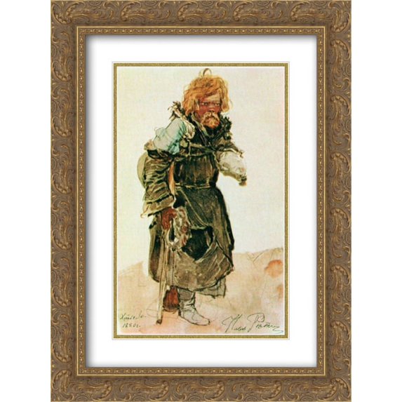 Ilya Repin 2x Matted 18x24 Gold Ornate Framed Art Print 'Pilgrim'