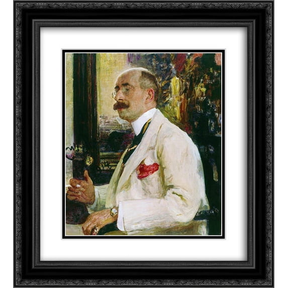 Ilya Repin 2x Matted 20x22 Black Ornate Framed Art Print 'Portrait of N.D. Ermakov'