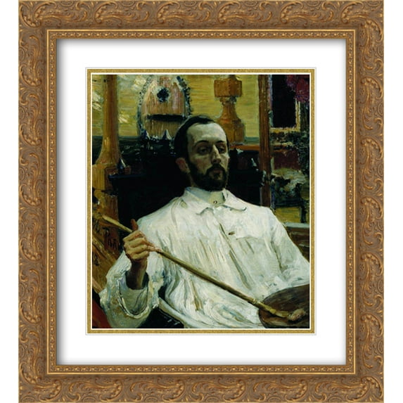 Ilya Repin 2x Matted 20x22 Gold Ornate Framed Art Print 'Portrait of the Artist D.N. Kardovskiy'