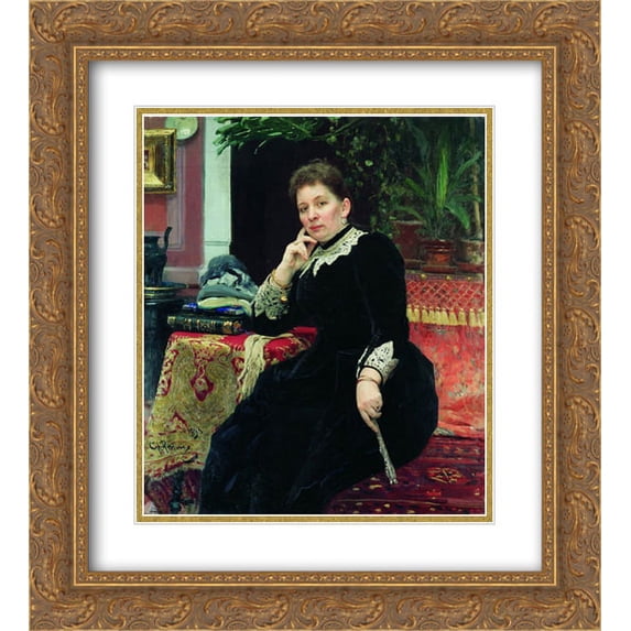 Ilya Repin 2x Matted 20x22 Gold Ornate Framed Art Print 'Portrait of the philanthropist Olga Sergeyevna Aleksandrova-Heinz'