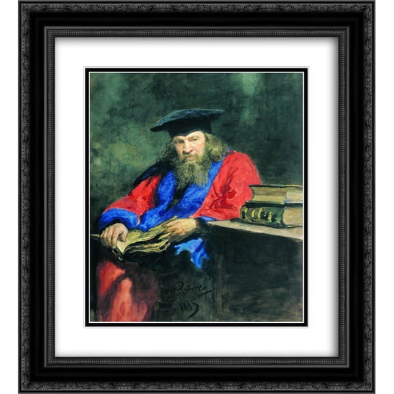 Ilya Repin 2x Matted 20x24 Black Ornate Framed Art Print 'Portrait of Dmitry Mendeleev'
