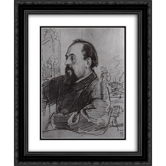 Ilya Repin 2x Matted 20x24 Black Ornate Framed Art Print 'Portrait of S. Mamontov'