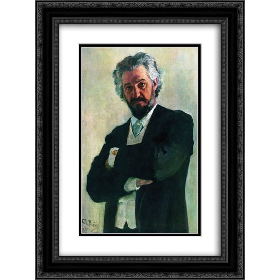 Ilya Repin 2x Matted 20x24 Black Ornate Framed Art Print 'Portrait of the Chello Player Alexander Verzhbilovich'