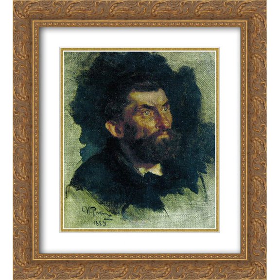 Ilya Repin 2x Matted 20x24 Gold Ornate Framed Art Print 'Head of a Man'