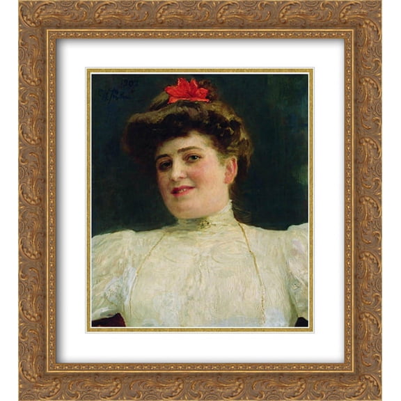 Ilya Repin 2x Matted 20x24 Gold Ornate Framed Art Print 'Portrait of a Woman (Olga Shoofs)'