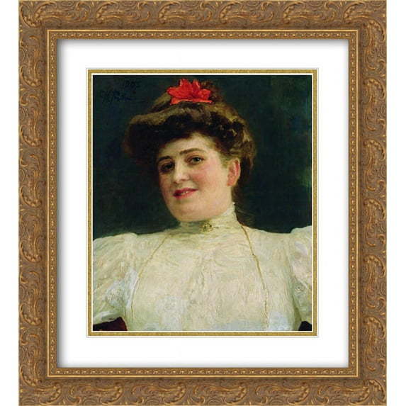 Ilya Repin 2x Matted 20x24 Gold Ornate Framed Art Print 'Portrait of a Woman (Olga Shoofs)'