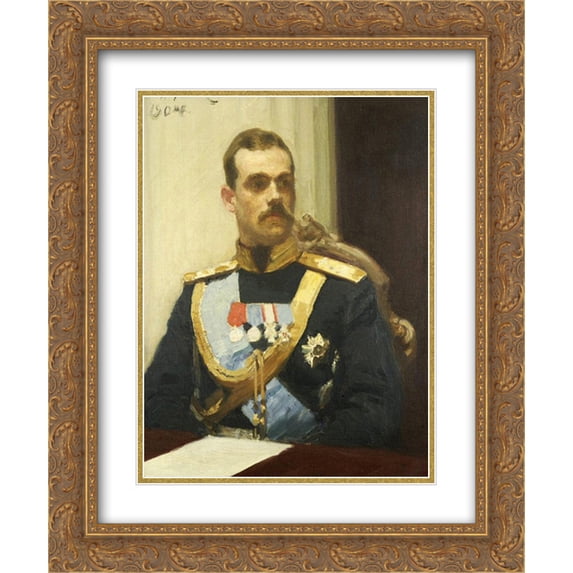 Ilya Repin 2x Matted 20x24 Gold Ornate Framed Art Print 'Portrait of member of State Council Grand Prince Mikhail Aleksandrovich Romanov. Study.'