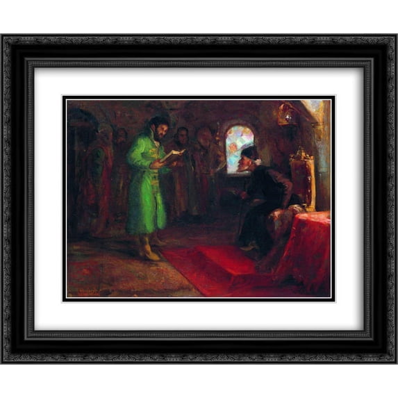 Ilya Repin 2x Matted 24x20 Black Ornate Framed Art Print 'Boris Godunov with Ivan the Terrible'