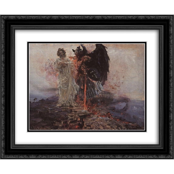 Ilya Repin 2x Matted 24x20 Black Ornate Framed Art Print 'Follow me, Satan'