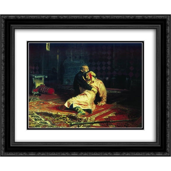 Ilya Repin 2x Matted 24x20 Black Ornate Framed Art Print 'Ivan the Terrible and His Son Ivan on November 16, 1581'