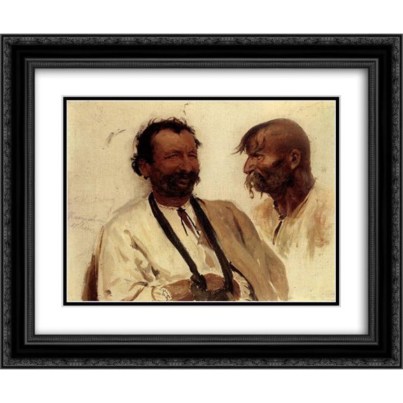 Ilya Repin 2x Matted 24x20 Black Ornate Framed Art Print 'Two Ukrainian peasants'