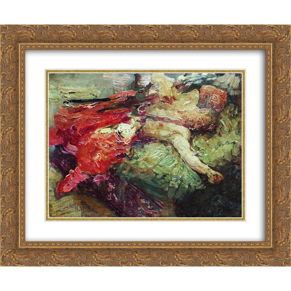 Ilya Repin 2x Matted 24x20 Gold Ornate Framed Art Print 'Sleeping Cossack'