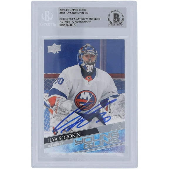 Ilya Sorokin New York Islanders Autographed 2020-21 Upper Deck Series 2 Young Guns #461 Beckett Fanatics Witnessed Authenticated Rookie Card - Fanatics Authentic Certified