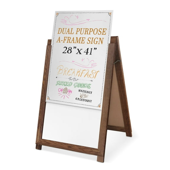 Ilyapa 2 in 1 A Frame Sign Holder and Whiteboard Sign - Dual Sided Magnetic Sandwich Board - Display for Businesses Outdoor - 28x41 - Barnwood Brown