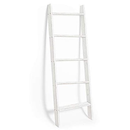 Ilyapa 5-Bar White Wood Blanket Ladder
