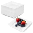 thumbnail image 1 of Ilyapa 50 White Square Disposable Plates - 4.5"Inch, Plastic Disposable Mini Square White Plates, for Appetizers, Dessert, & Tasting, 1 of 5