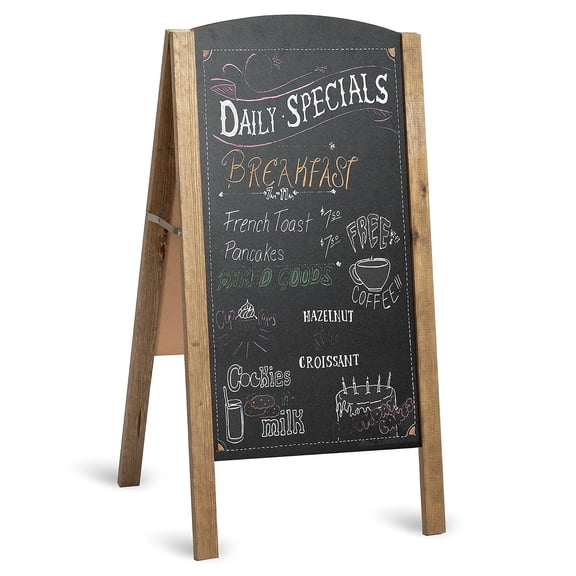 Ilyapa A-Frame Chalkboard Sidewalk Sign - 20 x 40 inches, Rounded Top Folding Standing Sandwich Sign Black for Restaurant, Business, or Weddings