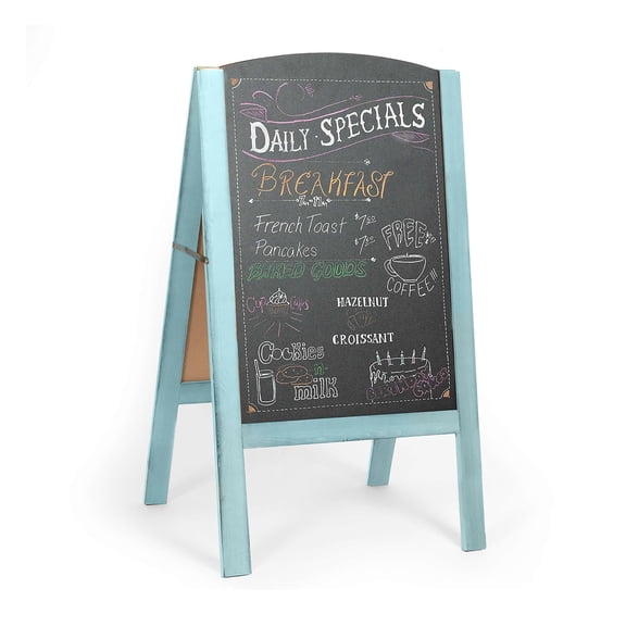 Ilyapa A-Frame Chalkboard Sidewalk Sign - Rounded Top Folding Menu for Restaurant, Business or Weddings, Office, Weddings - Seafoam, 18 x 32 Inches