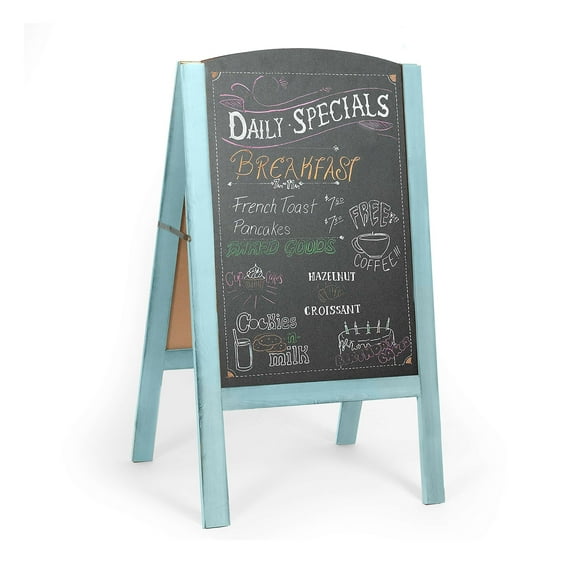 Ilyapa A-Frame Chalkboard Sidewalk Sign - Rounded Top Folding Menu for Restaurant, Business or Weddings, Office, Weddings - Seafoam, 18 x 32 Inches