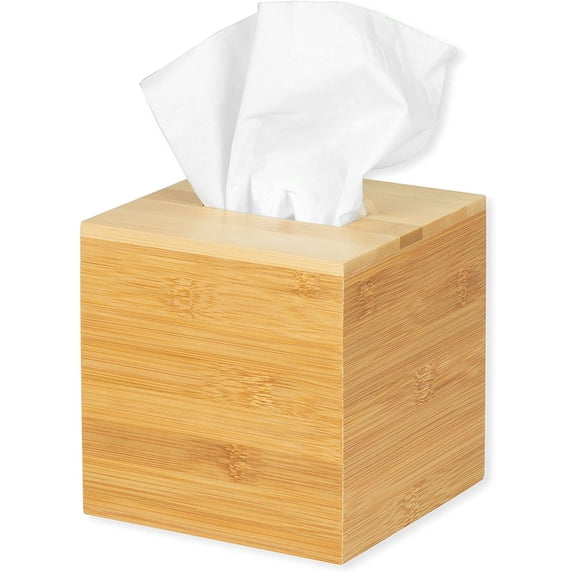 Ilyapa Bamboo Tissue Box Cover Square - Rustic Farmhouse Tissue Holder