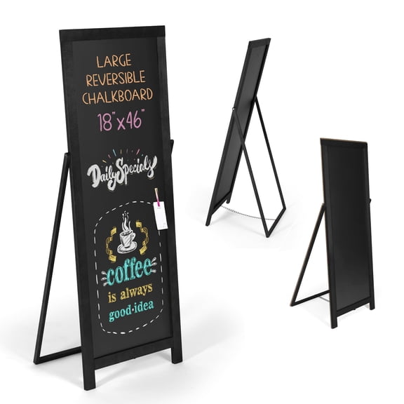 Ilyapa Chalk Board Sign Board 46" x 18" Black Large Reversible Chalkboard Signs Outdoor Menu Boards for Restaurant, A-Frame Sandwich Sidewalk Signs for Businesses, Food Truck Party or Wedding