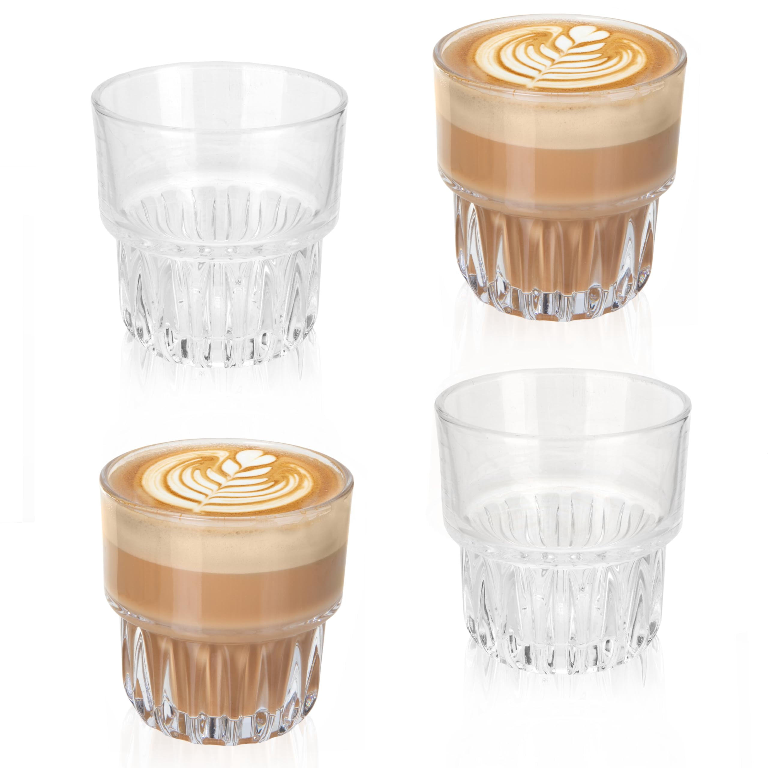 Ilyapa Cortado Glasses 4.5 oz Double Shot Glasses - Set of 4 Gibraltar Rock Glass Espresso Cups, Coffee Barista, 4.5 Ounce Espresso Shot Glass for wedding, Parties and More