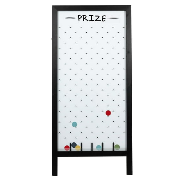 Ilyapa Extra Large Prize Drop Board Game - 28x57 Inch - Portable Game, Includes 20 Coin Discs, Double Sided Wooden A-Frame Whiteboard Sign, Eraser