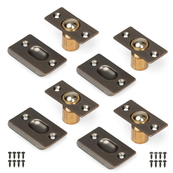 Ilyapa French Door Ball Catch - 4 Pack Oil Rubbed Bronze Closet Door Adjustable Screw in Ball Catch Latch for Kitchen Pantry, Laundry Room, Mud Room