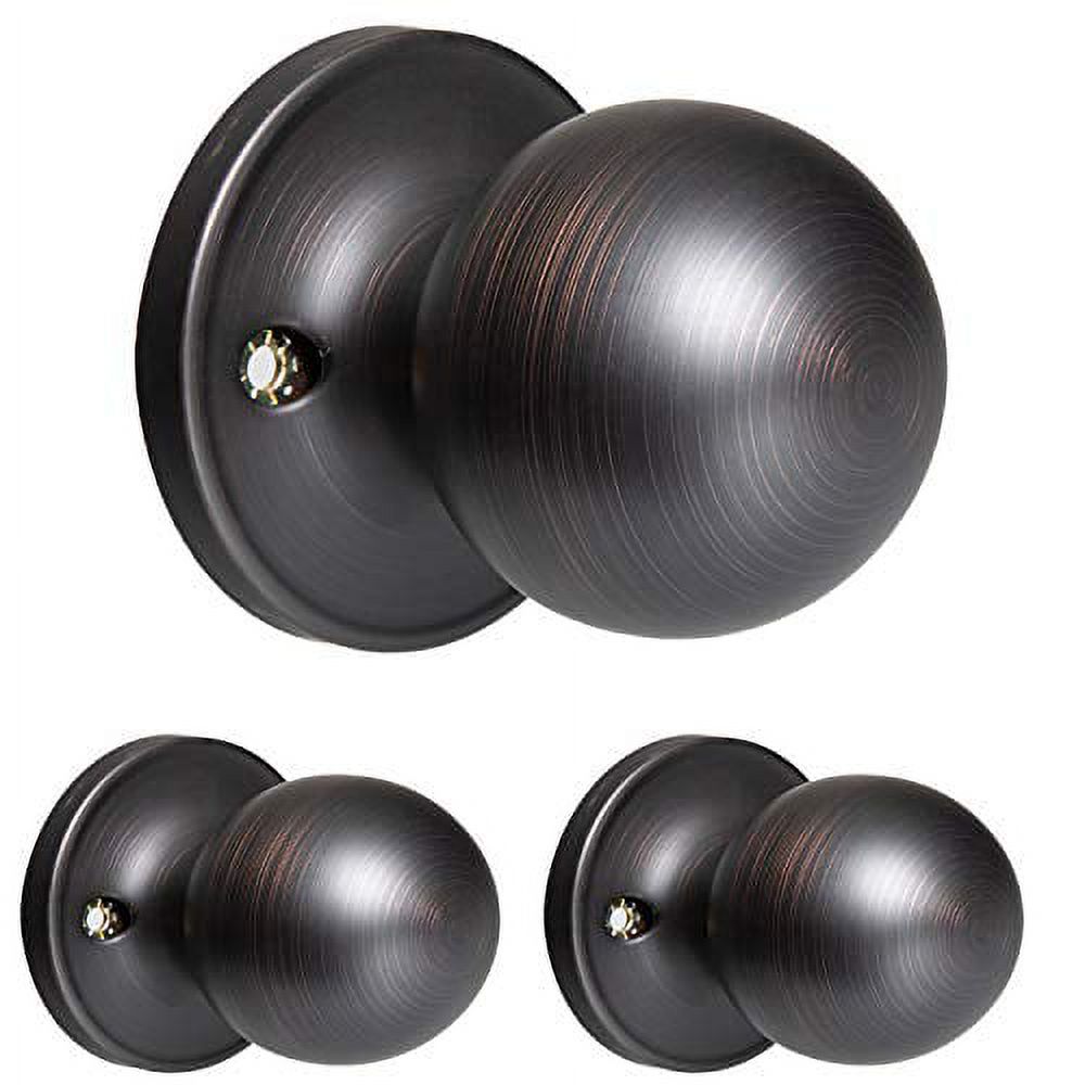 Ilyapa Half Dummy Door Knob for Hall/Closet or French Doors - Ball, Oil Rubbed Bronze Interior Keyless Non Turning Round Door Handle, Oil Rubbed Bronze, 3 Pack - image 1 of 7