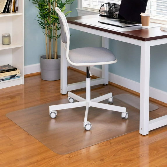 Ilyapa Office Chair Mat with Lip for Hard Floors 30" x 48" Heavy Duty Clear, PVC Chair Mat for Hardwood and Tile Floors, Protective Floor Mat for Home or Office