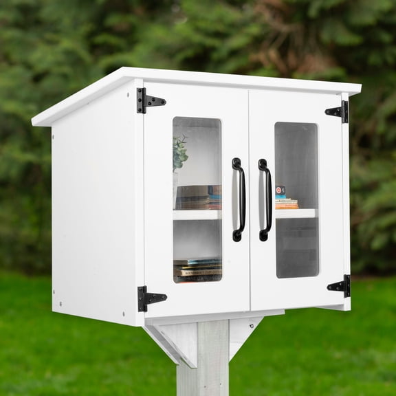Ilyapa Library Box Outdoor, 22x14x19 White - Little Free Book Exchange Kit