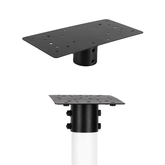 Ilyapa Mailbox Mounting Bracket - Universal Mailbox Bracket for 2-3/8 Inch Pipe Powdercoated Black Steel, Includes Mounting Hardware