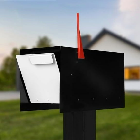 Ilyapa Modern Design Mailbox, Black & White Powder Coated, Tab Pull Handle, Durable and Corrosion Resistant, Stainless Steel Hinges & Magnetic Door