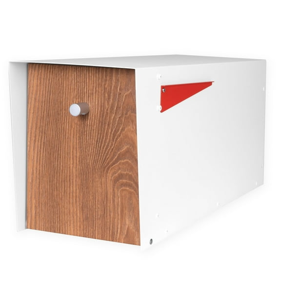 Ilyapa Modern Mailbox with Modern Design Post Mount - Metal Mailboxes for Outside - White Heavy Duty - Powder Coated Steel - All Weather Resistant