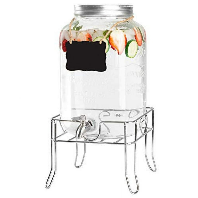Outdoor Glass Beverage Dispenser with Sturdy Metal Base & Stainless St -  ilyapa