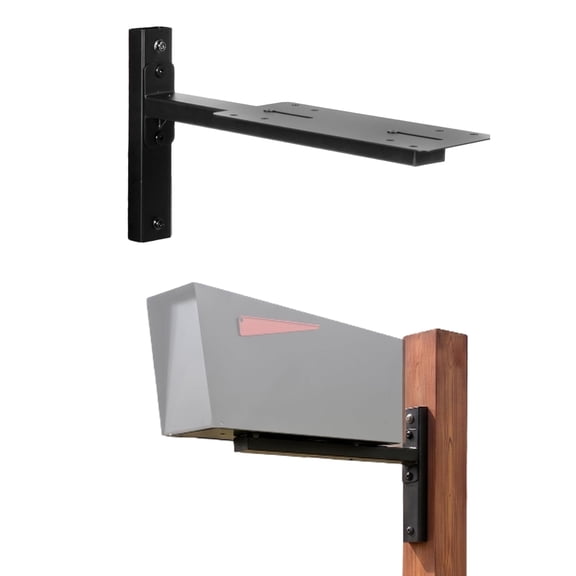 Ilyapa Post Mount Mailbox Mounting Bracket - 16x10 Adjustable Length Mailbox Bracket, Powdercoated Black Steel, Includes Mounting Hardware