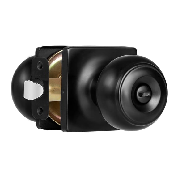 Ilyapa Privacy Door Knob, Bathroom or Bedroom Door Knobs with Lock, Modern Short, Black Knobs Interior Keyless Turn Thumb Locking Round Handle, Black 10 Pack