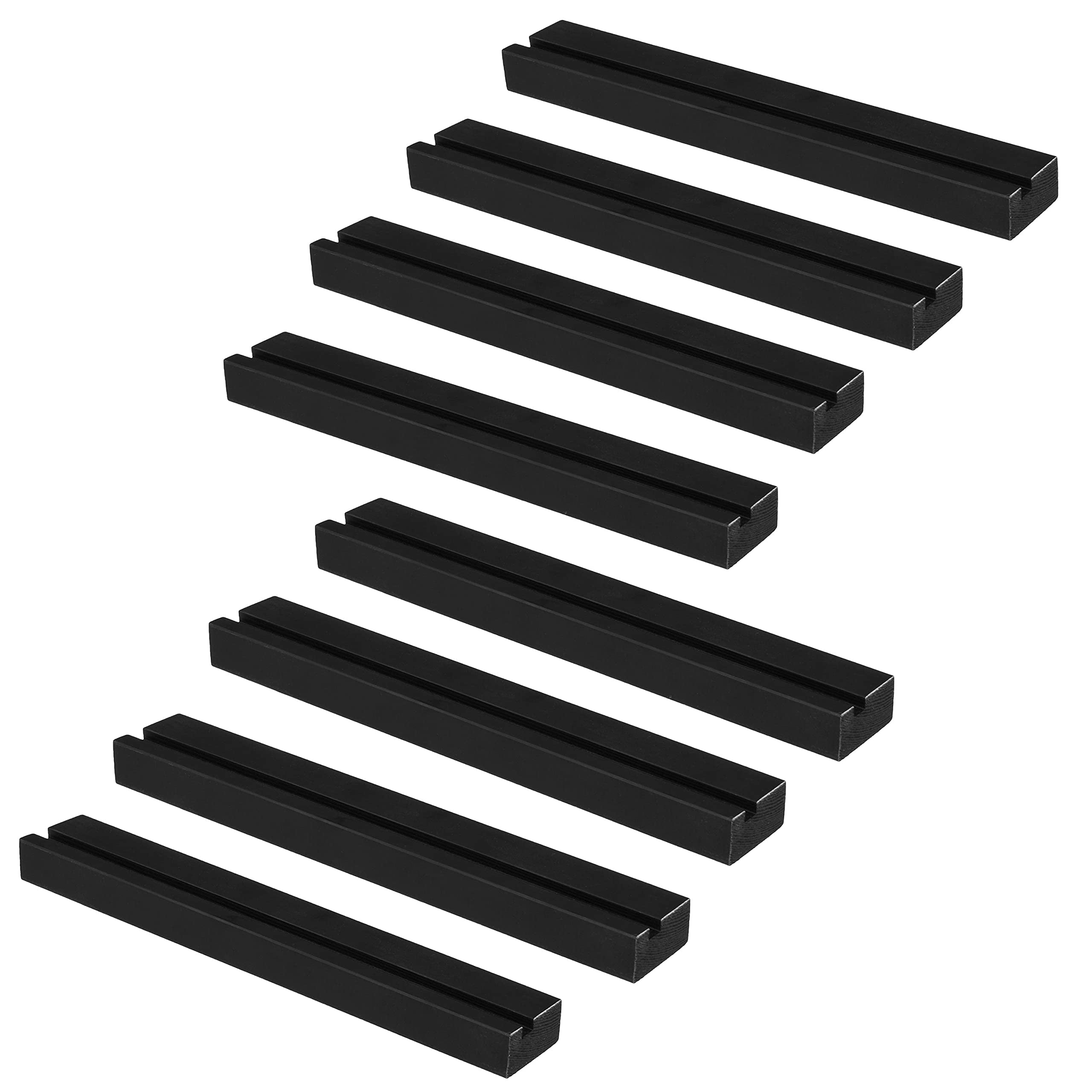 Ilyapa Record Display Wall Mounted Shelf, 8 Pack - Black Wooden Record Holder with Mounting Hardware