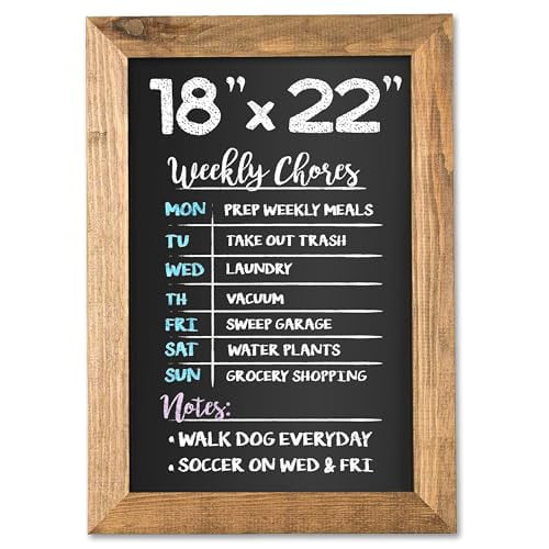 Ilyapa Rustic Wooden Magnetic Kitchen Chalkboard Sign - 18x22 Inch Brown Framed Hanging Chalk Board for Farmhouse Decor, Wedding, Restaurant & Home
