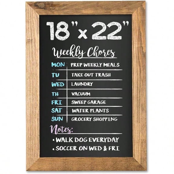 Ilyapa Rustic Wooden Magnetic Kitchen Chalkboard Sign 18x22 Inch Brown Framed Wall Hanging Chalk Board For Farmhouse Decor Wedding Restaurant Menu