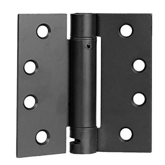 Ilyapa Self Closing Door Hinges, 2 Pack, Flat Black - 4x4 Inch Interior Spring Hinges for Doors - Square