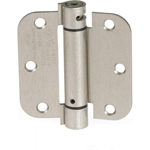 Ilyapa Self Closing Door Hinges, 2 Pack, Satin Nickel Mortise Spring Hinge - 3.5 x 3.5 Inch Interior Spring Hinges for Doors with 5/8" Radius Corners 3.5 x 3.5 Inches Satin Nickel