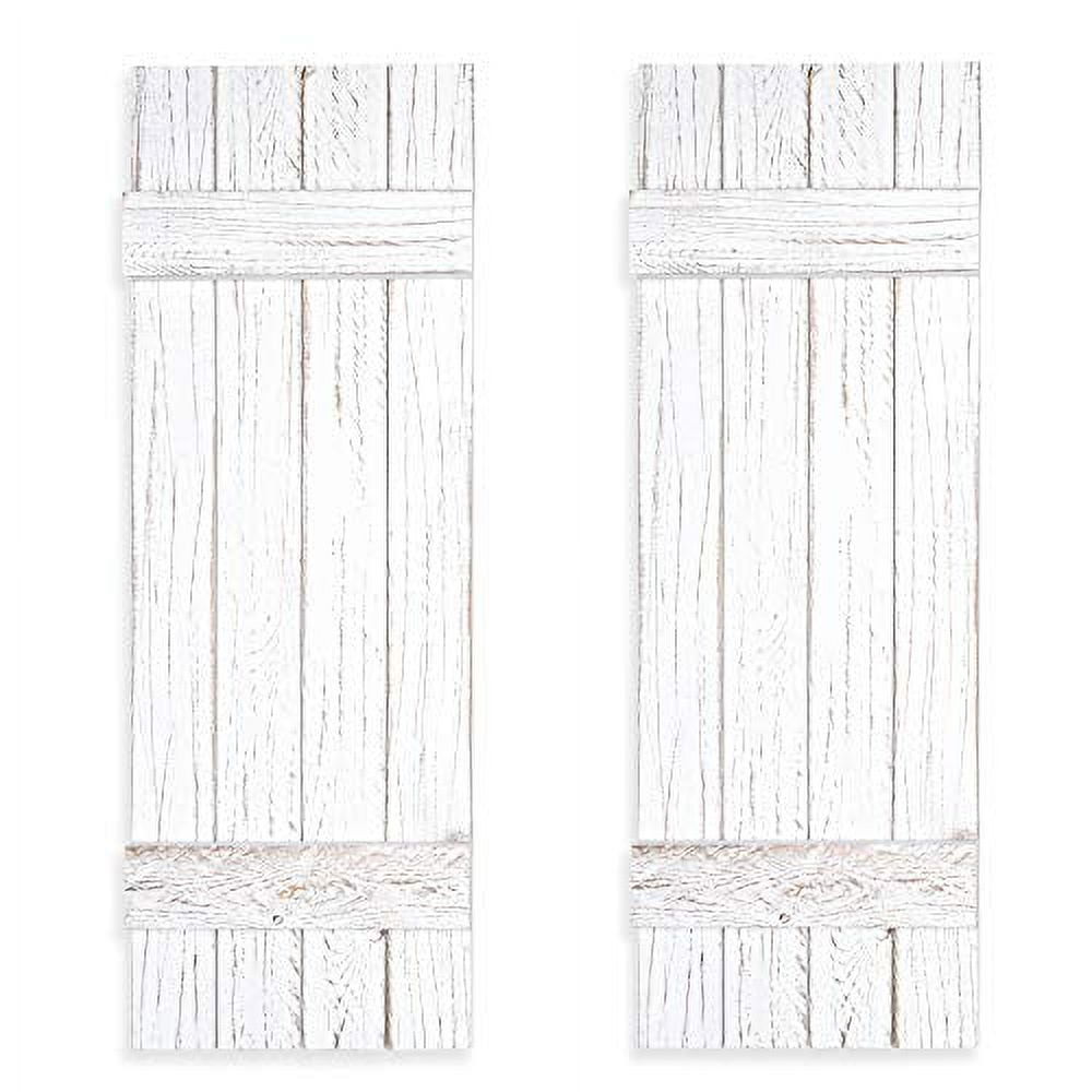 Ilyapa Wood Shutters Wall Decor Farmhouse Style Weathered White Barn