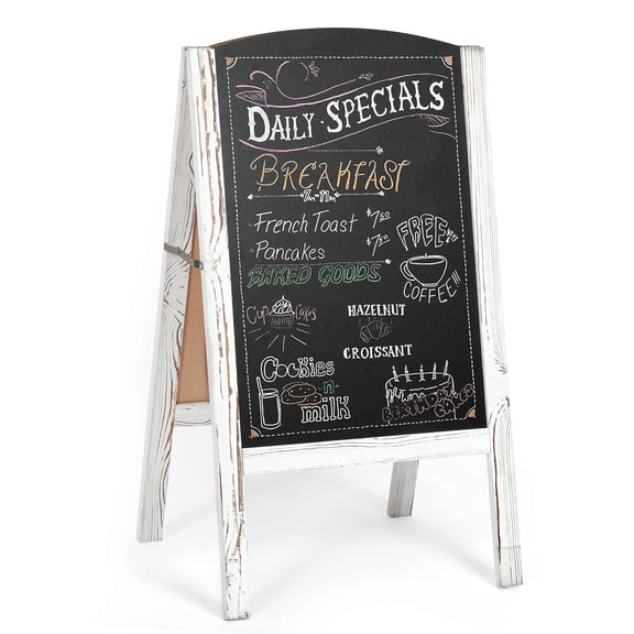 Ilyapa Wooden A-Frame Chalkboard Sidewalk Signs with Rounded Top - 20 x 40 Inches Barnwood Chalkboard - Sturdy Freestanding 20x40 Menu Display Board