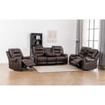 thumbnail image 1 of Ilyiano Two Tone Faux Leather 3-PC Livingroom Reclining Set In Brown, 1 of 4