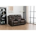 thumbnail image 1 of Ilyiano Two Tone Faux Leather Livingroom Reclining Loveseat In Brown, 1 of 8